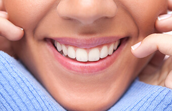 Closeup of bright white smile