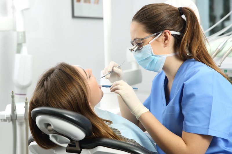 Woman at dentist in Houston