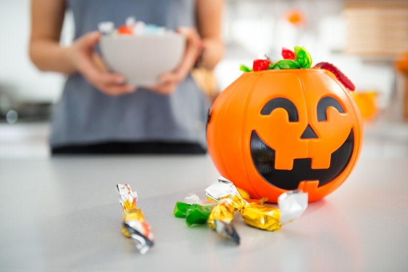 bucket of Halloween candy